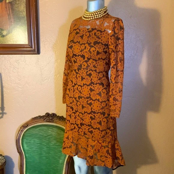 Metisu Dresses | Nwt Metisu Burnt Orange Lace Dress. Sz S | Color: Brown/Orange | Size: S | Bonaespinoza123'S Closet